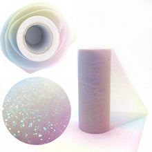 Load image into Gallery viewer, Glitter Rainbow Net Yarn Roll for Photo Background / Desktop Decoration / Skirt, Length: 9m, Width: 15cm, ABK1 Pink Yellow Blue Gradient Glitter, ABK2 Red Purple Blue Gradient Glitter, ABK3 Rainbow Gradient Glitter, ABK4 Blue Purple Gradient Glitter   ...