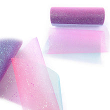 Load image into Gallery viewer, Glitter Rainbow Net Yarn Roll for Photo Background / Desktop Decoration / Skirt, Length: 9m, Width: 15cm, ABK1 Pink Yellow Blue Gradient Glitter, ABK2 Red Purple Blue Gradient Glitter, ABK3 Rainbow Gradient Glitter, ABK4 Blue Purple Gradient Glitter   ...