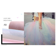 Load image into Gallery viewer, Glitter Rainbow Net Yarn Roll for Photo Background / Desktop Decoration / Skirt, Length: 9m, Width: 15cm, ABK1 Pink Yellow Blue Gradient Glitter, ABK2 Red Purple Blue Gradient Glitter, ABK3 Rainbow Gradient Glitter, ABK4 Blue Purple Gradient Glitter   ...