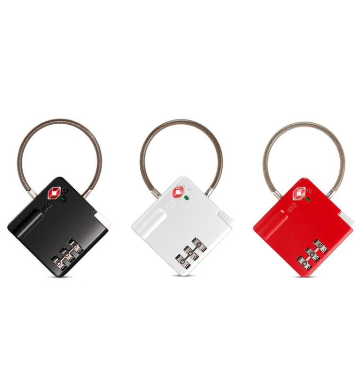 TSA Customs Combination Lock Anti-Theft Wire Padlock, Black, Silver, Red