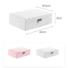 Load image into Gallery viewer, Multi-Layer Flip Cover With Lock Jewelry Box Solid Color Jewelry Desktop Storage Box, White, Red
