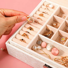Load image into Gallery viewer, Multi-Layer Flip Cover With Lock Jewelry Box Solid Color Jewelry Desktop Storage Box, White, Red
