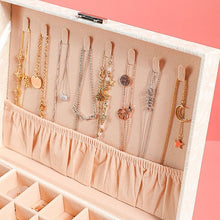 Load image into Gallery viewer, Multi-Layer Flip Cover With Lock Jewelry Box Solid Color Jewelry Desktop Storage Box, White, Red