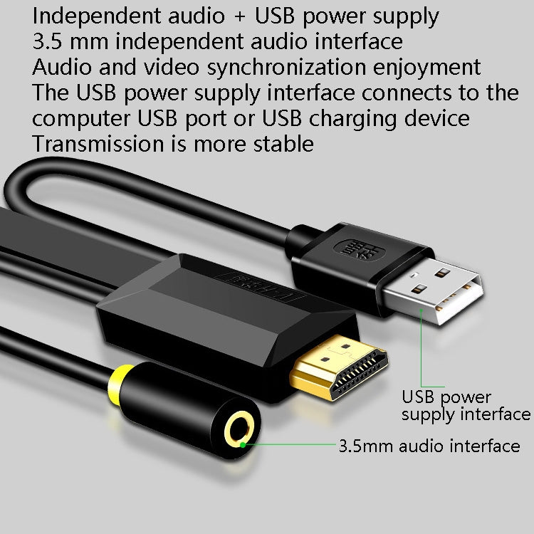 JH HV10 1080P HDMI to VGA Cable Projector TV Box Computer Notebook Industrial Display Adapter Cable, 1m, 2m, 3m, 5m, 10m