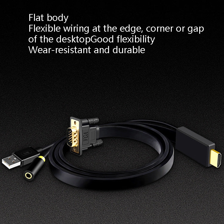 JH HV10 1080P HDMI to VGA Cable Projector TV Box Computer Notebook Industrial Display Adapter Cable, 1m, 2m, 3m, 5m, 10m