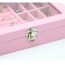 Load image into Gallery viewer, Home Glass Lid Flannel Storage Jewelry Box With Lid, 9 Grids Pink, 9 Grids Ice Grey, 3 Grids Ice Grey