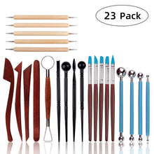 Load image into Gallery viewer, 23 In 1 Wooden Clay Plastic Pottery Clay Tool Set Multifunctional Carving Combo Set, Pottery Clay Tool Set