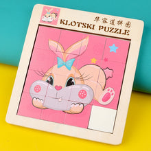 Load image into Gallery viewer, 2 PCS Cartoon Animal Double-Sided Klotski Puzzle Children Wooden Toy Early Education Jigsaw Puzzle