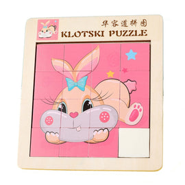 2 PCS Cartoon Animal Double-Sided Klotski Puzzle Children Wooden Toy Early Education Jigsaw Puzzle