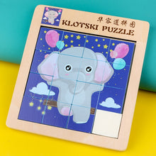 Load image into Gallery viewer, 2 PCS Cartoon Animal Double-Sided Klotski Puzzle Children Wooden Toy Early Education Jigsaw Puzzle