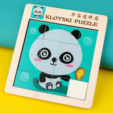 Load image into Gallery viewer, 2 PCS Cartoon Animal Double-Sided Klotski Puzzle Children Wooden Toy Early Education Jigsaw Puzzle