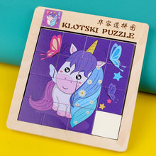 Load image into Gallery viewer, 2 PCS Cartoon Animal Double-Sided Klotski Puzzle Children Wooden Toy Early Education Jigsaw Puzzle
