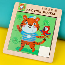 Load image into Gallery viewer, 2 PCS Cartoon Animal Double-Sided Klotski Puzzle Children Wooden Toy Early Education Jigsaw Puzzle
