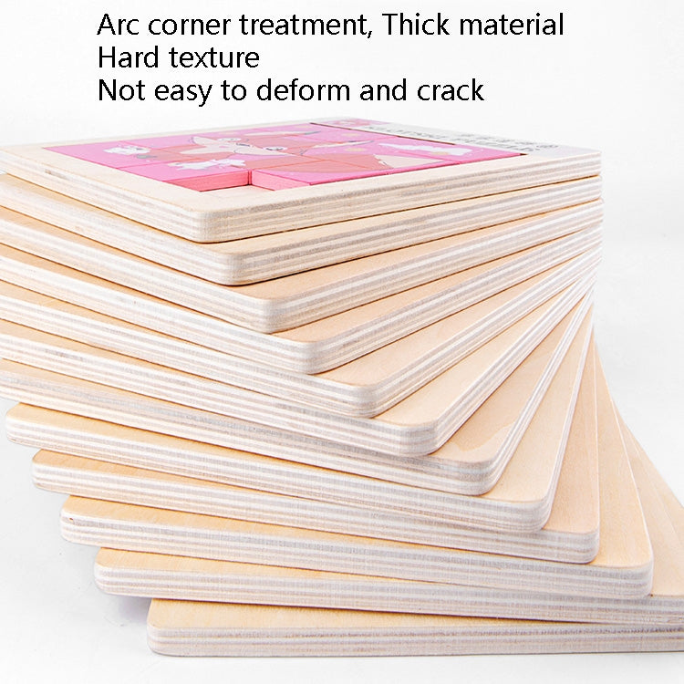 2 PCS Cartoon Animal Double-Sided Klotski Puzzle Children Wooden Toy Early Education Jigsaw Puzzle