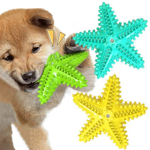 Load image into Gallery viewer, Starfish Voice Pet Dog Toy Molar Stick Leaking Food Dog Toothbrush, Lake Blue, Yellow, Green