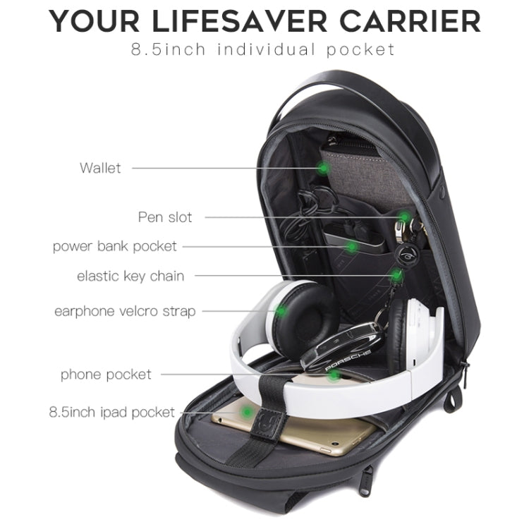 BANGE BG-7256 Men Chest Bag Waterproof EVA Hard Shell Messenger Bag