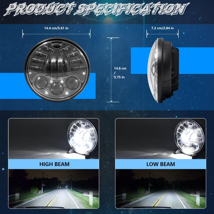 5.75-inch Aluminum Housing Matrix Angel Eye Motorcycle Headlight