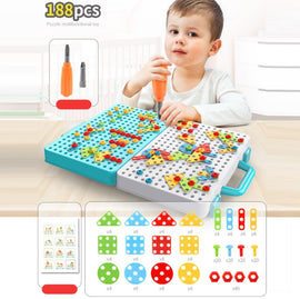 Children Screw-Tightening Electric Drill Toy Manual Assembly Toolbox, Style: