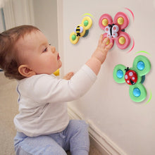 Load image into Gallery viewer, 3 In 1 Fingertip Spinner Baby Rattle Three-Color Insect Sucker Turn And Turn Fun Baby Bath Toy, Fingertip Spinner