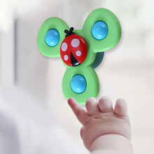Load image into Gallery viewer, 3 In 1 Fingertip Spinner Baby Rattle Three-Color Insect Sucker Turn And Turn Fun Baby Bath Toy, Fingertip Spinner