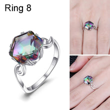 Load image into Gallery viewer, Seven Colored Gemstone Zircon Ring Solid 925 Sterling Silver Jewelry Ring, 6, 7, 8, 9, 10