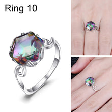 Load image into Gallery viewer, Seven Colored Gemstone Zircon Ring Solid 925 Sterling Silver Jewelry Ring, 6, 7, 8, 9, 10