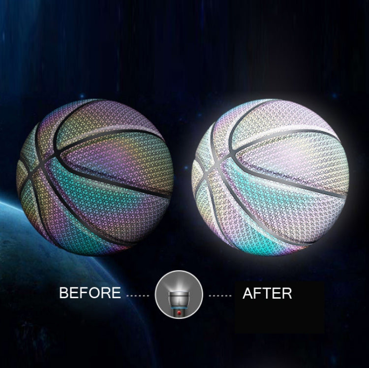 MILACHIC Number 7 Holographic Reflective Basketball Visible at Night Rainbow Star Basketball