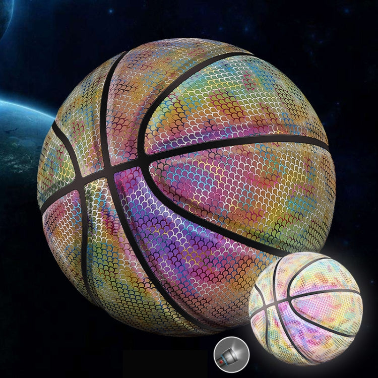 MILACHIC Number 7 Holographic Reflective Basketball Visible at Night Rainbow Star Basketball