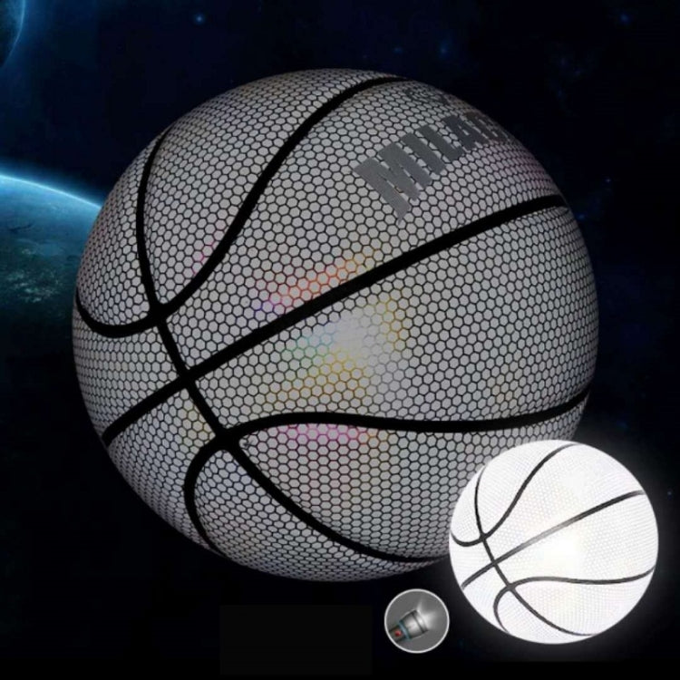 MILACHIC Number 7 Holographic Reflective Basketball Visible at Night Rainbow Star Basketball