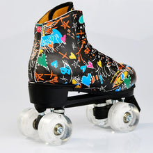 Load image into Gallery viewer, Adult Children Graffiti Roller Skates Shoes Double Row Four-Wheel Roller Skates Shoes