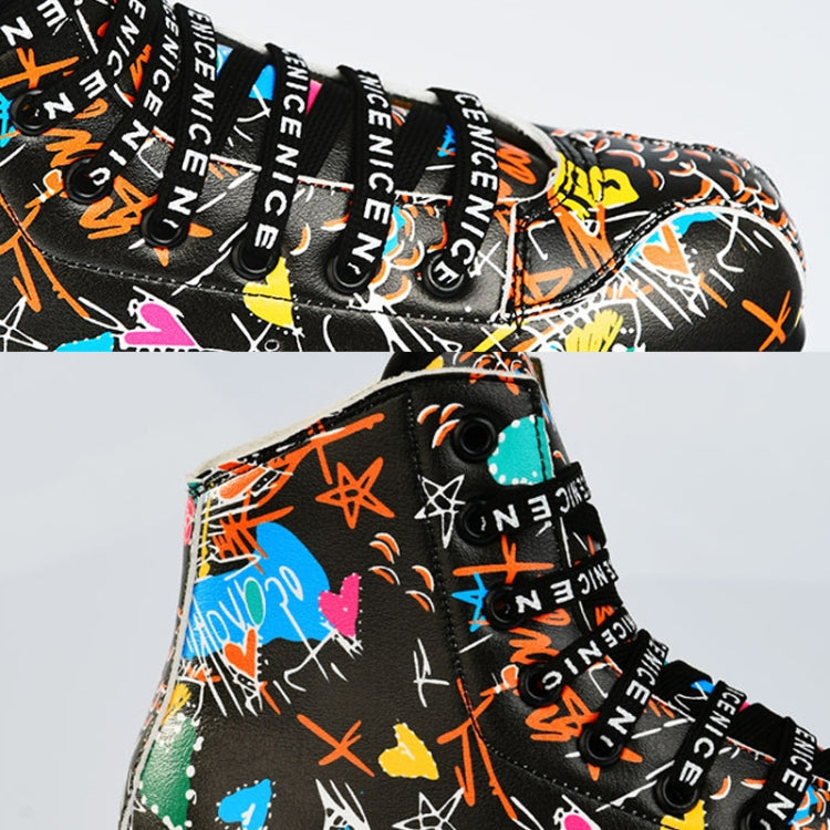 Adult Children Graffiti Roller Skates Shoes Double Row Four-Wheel Roller Skates Shoes