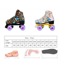 Load image into Gallery viewer, Adult Children Graffiti Roller Skates Shoes Double Row Four-Wheel Roller Skates Shoes
