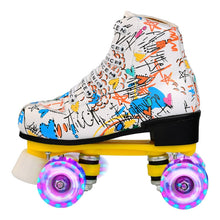 Load image into Gallery viewer, Adult Children Graffiti Roller Skates Shoes Double Row Four-Wheel Roller Skates Shoes