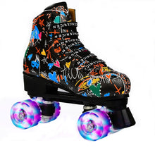 Load image into Gallery viewer, Adult Children Graffiti Roller Skates Shoes Double Row Four-Wheel Roller Skates Shoes