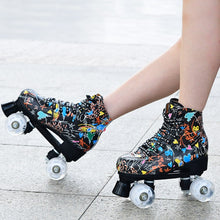 Load image into Gallery viewer, Adult Children Graffiti Roller Skates Shoes Double Row Four-Wheel Roller Skates Shoes, 42