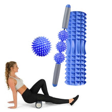Load image into Gallery viewer, 3 in 1 Eva Foam Roller Hollow Muscle Relaxation Roller Yoga Column Set, Length:, 33cm (Blue Crescent), 33cm (Pink Crescent ), 33cm  (Purple Crescent ), 45cm (Pink Crescent), 45cm (Purple Crescent ), 45cm (Blue Crescent), 45cm (Pink Wolf Tooth )        ...