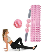 Load image into Gallery viewer, 3 in 1 Eva Foam Roller Hollow Muscle Relaxation Roller Yoga Column Set, Length:, 33cm (Blue Crescent), 33cm (Pink Crescent ), 33cm  (Purple Crescent ), 45cm (Pink Crescent), 45cm (Purple Crescent ), 45cm (Blue Crescent), 45cm (Pink Wolf Tooth )        ...