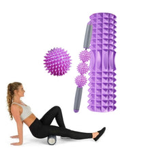 Load image into Gallery viewer, 3 in 1 Eva Foam Roller Hollow Muscle Relaxation Roller Yoga Column Set, Length:, 33cm (Blue Crescent), 33cm (Pink Crescent ), 33cm  (Purple Crescent ), 45cm (Pink Crescent), 45cm (Purple Crescent ), 45cm (Blue Crescent), 45cm (Pink Wolf Tooth )        ...