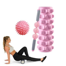Load image into Gallery viewer, 3 in 1 Eva Foam Roller Hollow Muscle Relaxation Roller Yoga Column Set, Length:, 33cm (Blue Crescent), 33cm (Pink Crescent ), 33cm  (Purple Crescent ), 45cm (Pink Crescent), 45cm (Purple Crescent ), 45cm (Blue Crescent), 45cm (Pink Wolf Tooth )        ...