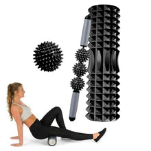 Load image into Gallery viewer, 3 in 1 Eva Foam Roller Hollow Muscle Relaxation Roller Yoga Column Set, Length:, 33cm (Blue Crescent), 33cm (Pink Crescent ), 33cm  (Purple Crescent ), 45cm (Pink Crescent), 45cm (Purple Crescent ), 45cm (Blue Crescent), 45cm (Pink Wolf Tooth )        ...
