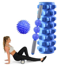 Load image into Gallery viewer, 3 in 1 Eva Foam Roller Hollow Muscle Relaxation Roller Yoga Column Set, Length:, 33cm (Blue Crescent), 33cm (Pink Crescent ), 33cm  (Purple Crescent ), 45cm (Pink Crescent), 45cm (Purple Crescent ), 45cm (Blue Crescent), 45cm (Pink Wolf Tooth )        ...
