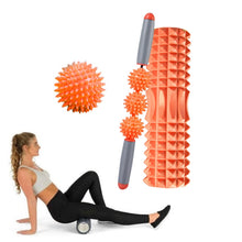 Load image into Gallery viewer, 3 in 1 Eva Foam Roller Hollow Muscle Relaxation Roller Yoga Column Set, Length:, 33cm (Blue Crescent), 33cm (Pink Crescent ), 33cm  (Purple Crescent ), 45cm (Pink Crescent), 45cm (Purple Crescent ), 45cm (Blue Crescent), 45cm (Pink Wolf Tooth )        ...