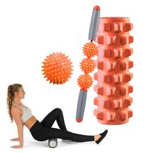 Load image into Gallery viewer, 3 in 1 Eva Foam Roller Hollow Muscle Relaxation Roller Yoga Column Set, Length:, 33cm (Blue Crescent), 33cm (Pink Crescent ), 33cm  (Purple Crescent ), 45cm (Pink Crescent), 45cm (Purple Crescent ), 45cm (Blue Crescent), 45cm (Pink Wolf Tooth )        ...
