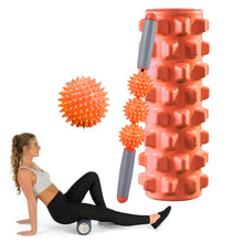 Load image into Gallery viewer, 3 in 1 Eva Foam Roller Hollow Muscle Relaxation Roller Yoga Column Set, Length:, 33cm (Blue Crescent), 33cm (Pink Crescent ), 33cm  (Purple Crescent ), 45cm (Pink Crescent), 45cm (Purple Crescent ), 45cm (Blue Crescent), 45cm (Pink Wolf Tooth )        ...