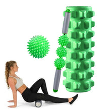 Load image into Gallery viewer, 3 in 1 Eva Foam Roller Hollow Muscle Relaxation Roller Yoga Column Set, Length:, 33cm (Blue Crescent), 33cm (Pink Crescent ), 33cm  (Purple Crescent ), 45cm (Pink Crescent), 45cm (Purple Crescent ), 45cm (Blue Crescent), 45cm (Pink Wolf Tooth )        ...