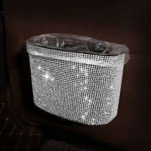 Load image into Gallery viewer, Car-Studded Trash Can Personality Car Hanging Trash Bag Multi-Function Car Storage Box, Colorful Diamonds, White Diamonds