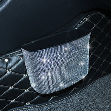Load image into Gallery viewer, Car-Studded Trash Can Personality Car Hanging Trash Bag Multi-Function Car Storage Box, Colorful Diamonds, White Diamonds