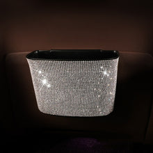 Load image into Gallery viewer, Car-Studded Trash Can Personality Car Hanging Trash Bag Multi-Function Car Storage Box, Colorful Diamonds, White Diamonds