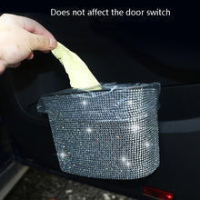 Load image into Gallery viewer, Car-Studded Trash Can Personality Car Hanging Trash Bag Multi-Function Car Storage Box, Colorful Diamonds, White Diamonds