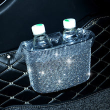 Load image into Gallery viewer, Car-Studded Trash Can Personality Car Hanging Trash Bag Multi-Function Car Storage Box, Colorful Diamonds, White Diamonds